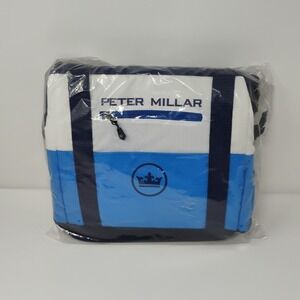 PETER MILLAR Insulated Golf Cooler Bag Blue White Carry On Zipper Shoulder Bag
